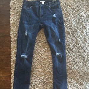 Distressed Blue Jeans